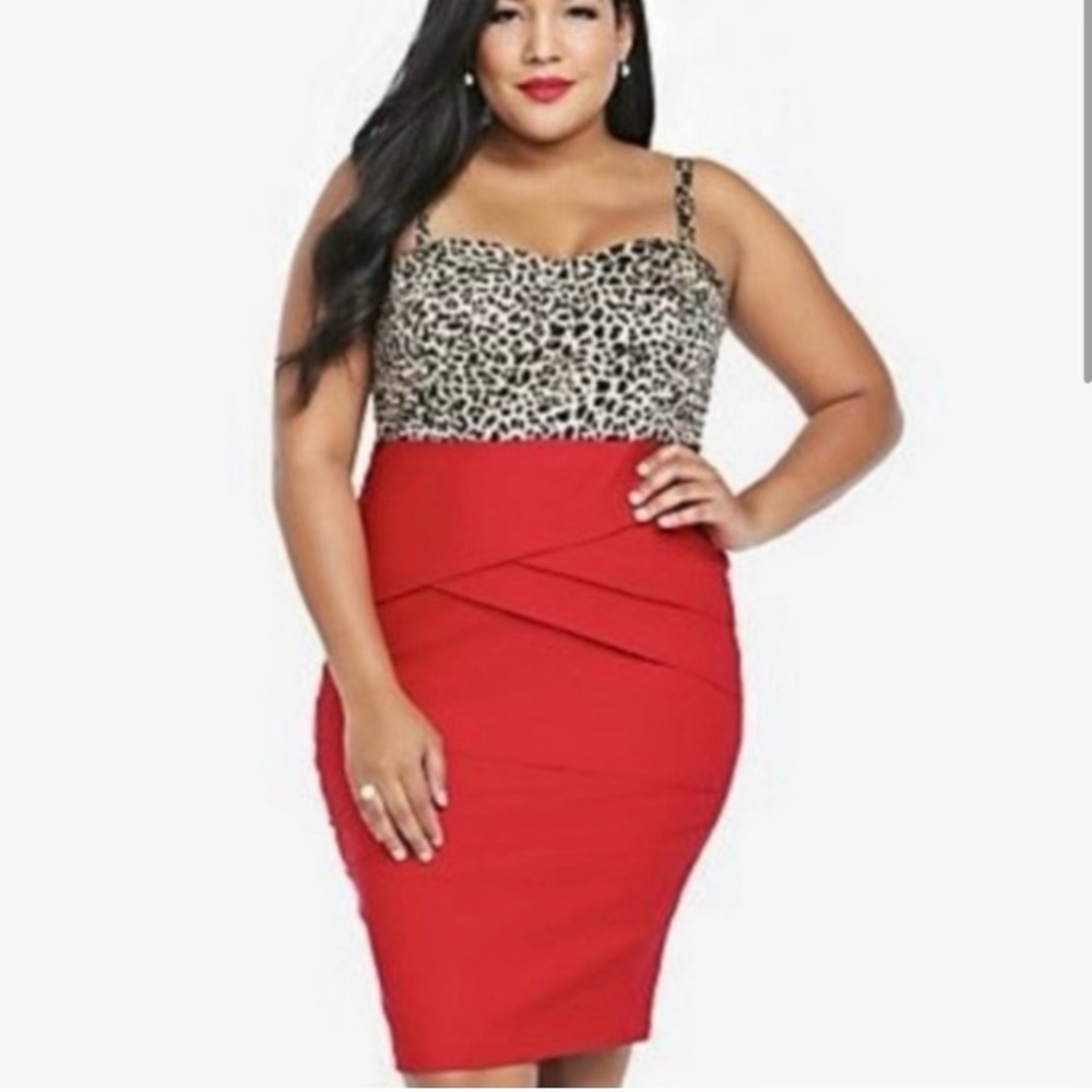 NWT Torrid Red Dress with Leopard Print